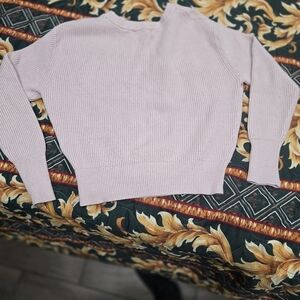 Premise Light Pink Ribbed Crew Neck Sweater